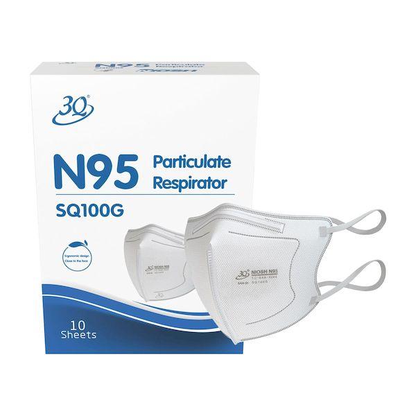 【個数：100個】SQ100G(10ﾏｲｲﾘ) 【100個入】 直送 代引不可 クー・メディカル・ジャパン N95微粒子用マスク SQ100G 10入
