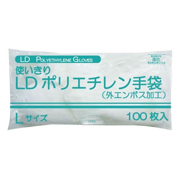 4582465658287 【60個入】 直送 代引不可 ファーストレイト 使いきりLDポリエチレン手袋 袋 FR−5828 L 100入