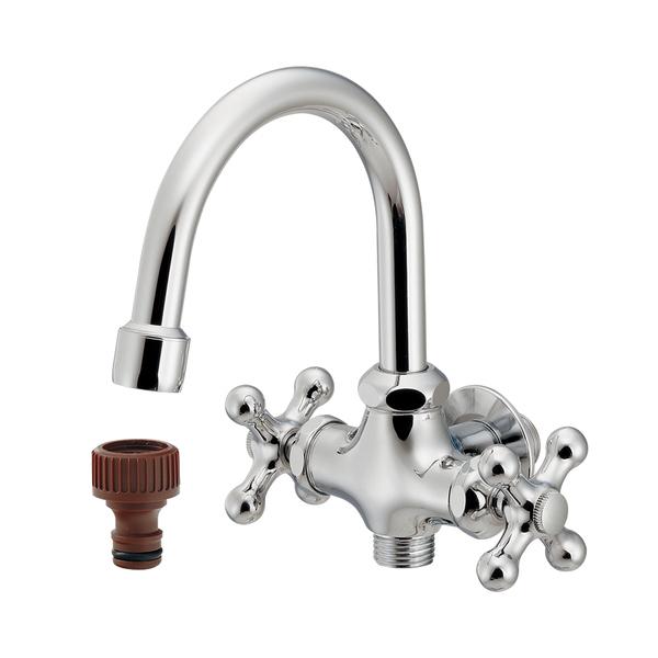 カクダイ 704-410 カクダイ 双口横形スワン水栓 704410の通販は 9,858円