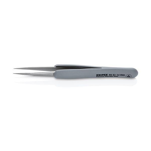 KNIPEX 9221-14ESD ラバーハンドル付き精密ピンセット 先丸 130ММ 922114ESDの通販は