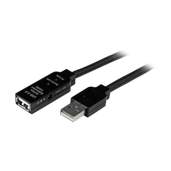 スターテック USB2AAEXT15M USBケーブル／A−A／15m／USB 2．0／アクティブ延長／オス・メス／BK