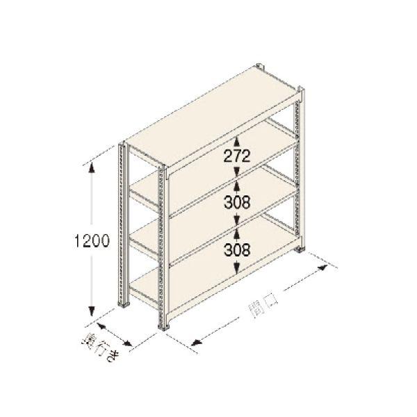 【個人宅配送不可】扶桑金属工業 GSN-C1209C4R 直送 代引不可 中量ラック Cタイプ300KG アイボリー色 GSNC1209C4R