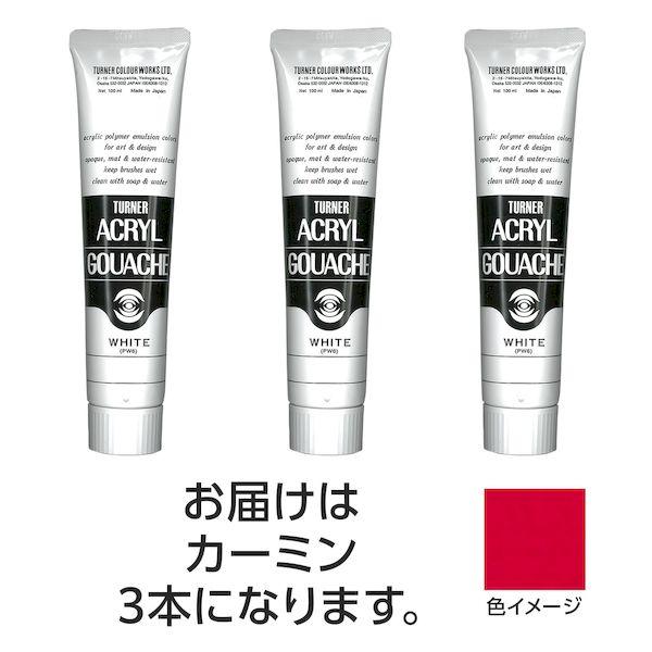 ターナー色彩 4548030085919 アクリルガッシュ 100ml 22カーミン 3個