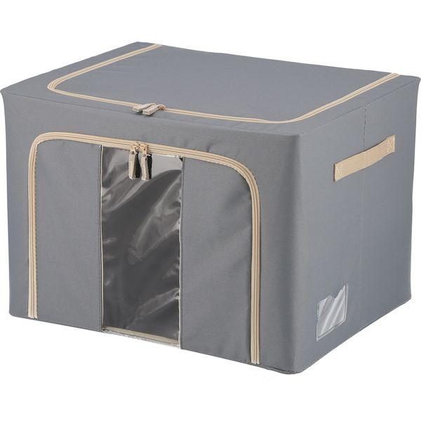 【個数：6個】不二貿易 4953980635198 【6個入】 直送 代引不可 窓付＆積み重ね収納ボックス 72L GY