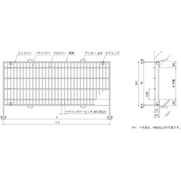 【個人宅配送不可】ニムラ PKG 50-2.5(T-25) 直送 代引不可 鋼板製グレーチング 横断溝用みぞぶた 騒音低減 プレーン 受枠付 PKG_1