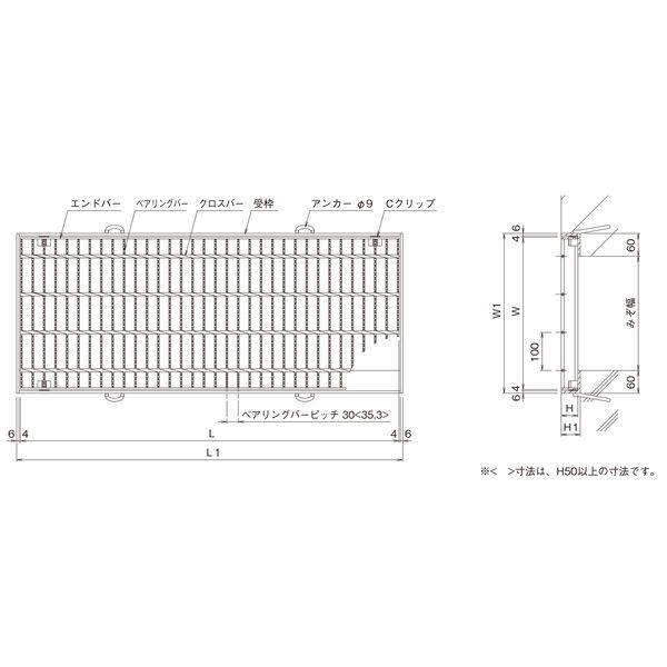 【個人宅配送不可】ニムラ PKG-V 75-6(T-20) 直送 代引不可 鋼板製グレーチング 横断溝用 騒音低減 ノンスリップ 受枠付 PKG−V_1