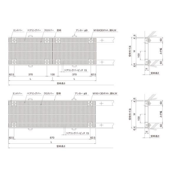 【個人宅配送不可】ニムラ PKT-SV 760-6(T-25) 直送 代引不可 鋼板製グレーチング 横断溝用 細目ボルト固定式 騒音低減用 PKT−S_1