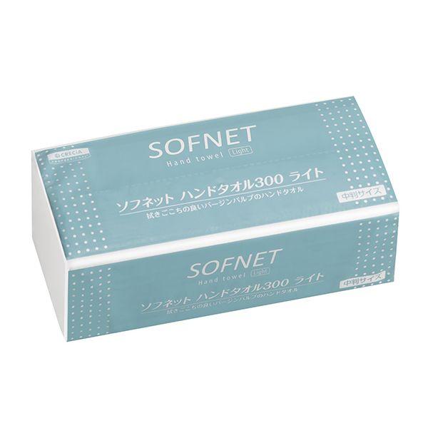 2-7246-13 ソフネット ハンドタオル 300 ライト 中判 300枚×40パック入 36305 2724613