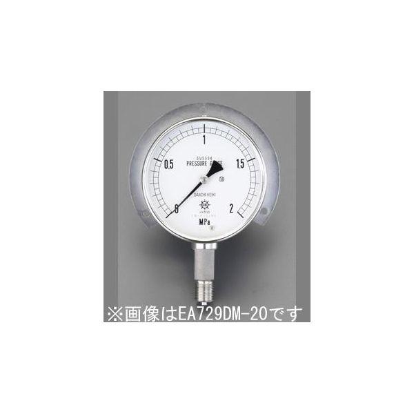 【個人宅配送不可】直送 代引不可 エスコ EA729DN-100  100mm0-10MPaステンレス製ツバ付圧力計 EA729DN100【キャンセル不可】