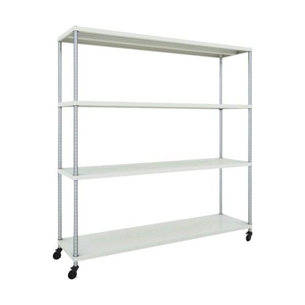 【個人宅配送不可】ＴＲＵＳＣＯ PER6644U125W 直送 代引不可 スチールラック フェニックスラック １８００Ｘ４５０ ４段 Ｕ車輪付 Ｗ色 抗菌粉体塗装