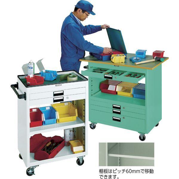 【個人宅配送不可】ＴＲＵＳＣＯ NTS731TW 直送 代引不可 スチール製ワゴン 溶接一体構造 ツールワゴン ７５０×５００×Ｈ８８０ 浅３深１引出 天板付 ホワイト