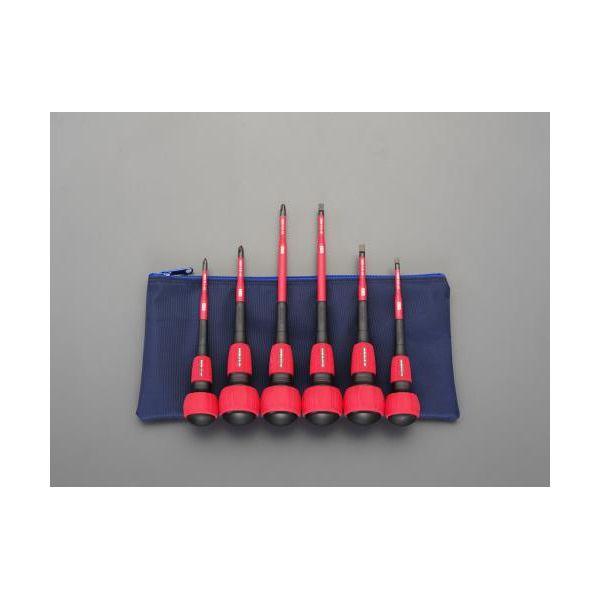 エスコ EA557BM ６本組　＋　−ドライバーセット（絶縁・細軸）【キャンセル不可】