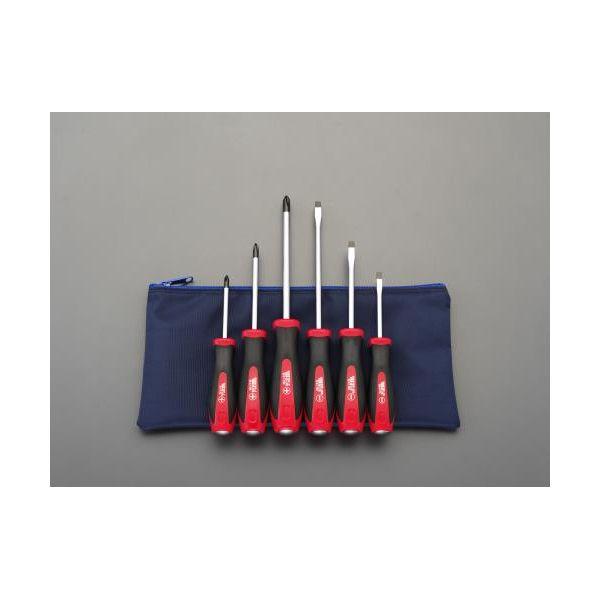 【個人宅配送不可】直送 代引不可 エスコ EA557DF-600  ６本組　ドライバー（貫通柄・ケース付） EA557DF600【キャンセル不可】