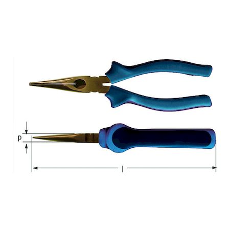 Ampcoスイス EE1800B 防爆プライヤー ロングノース 切断能力:鉄線1mm、銅線4mm 全長180mmの通販は
