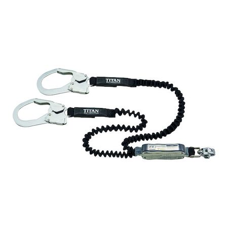 タイタン HL-EBW ＥＸＪ伸縮ストラップ式 タイプ１ランヤード ブラック／ブラック ダブル 墜落制止用器具用器具 HLEBW
