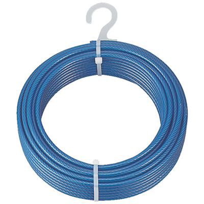 ＴＲＵＳＣＯ  CWP-8S50  メッキ付ワイヤーロープ　ＰＶＣ被覆タイプ　Φ８（１０）ｍｍＸ５０ｍ CWP8S50の通販は