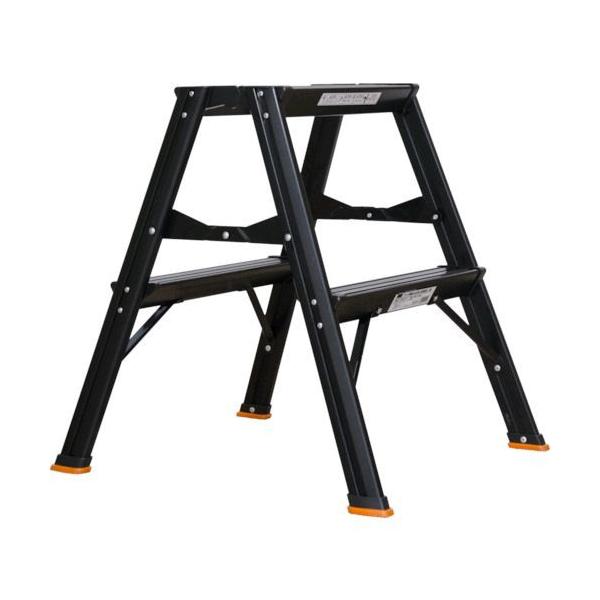 【個数：1個】 トラスコ中山（ＴＲＵＳＣＯ） ＴＲＵＳＣＯ TSAF2BK アルミ製踏台 2段 高強度型 黒 423-4111