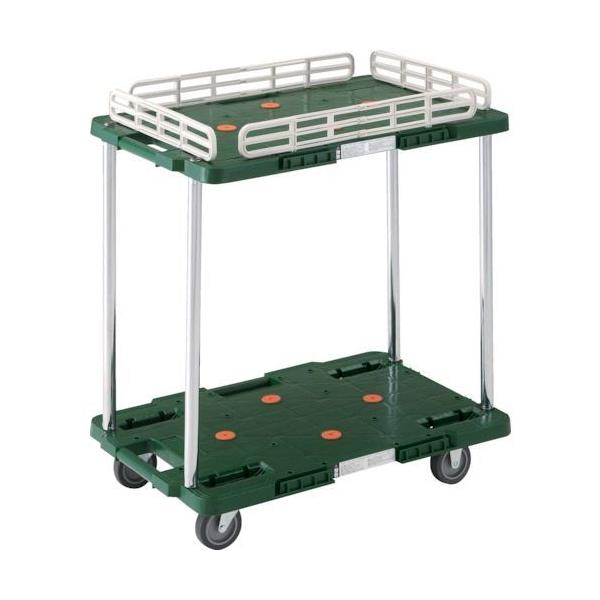 トラスコ中山 TRUSCO MPB-602K-GN 樹脂製台車 ルートバン ２段式 こぼれ止め１段付 ４００Ｘ６００ 緑 MPB602KGN 414-