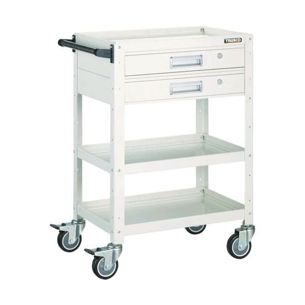 ＴＲＵＳＣＯ  BDW963V2UW ツールワゴン バーディワゴン ６００×４００ 引出２段付 ウレタン車輪 ホワイトの通販は