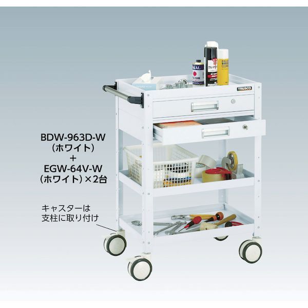 ＴＲＵＳＣＯ  BDW972TW ツールワゴン バーディワゴン ７５０Ｘ５００ 天板付 ホワイトの通販は