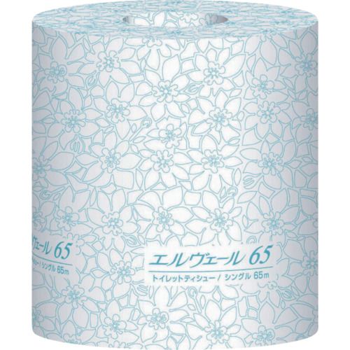 エリエールビジネスサポート  723085 エルヴェールトイレットティシューシングル65m個包装ミシン目入り