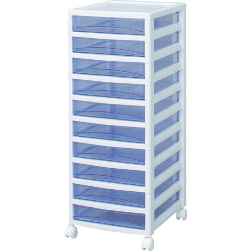 アイリスオーヤマ  SCES1000BL ２２１３００ スーパークリアチェスト ホワイト／クリアブルー １０段タイプ IRISの通販は