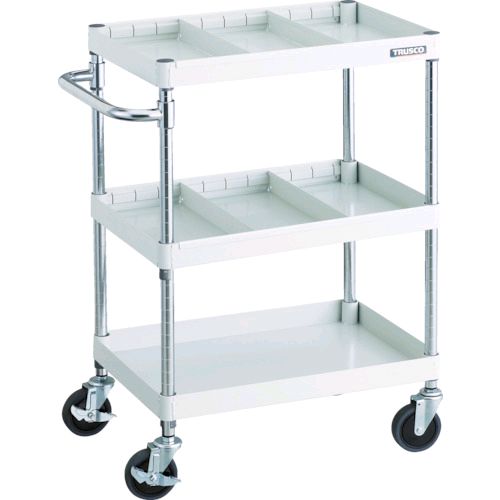 トラスコ TRUSCO PEW-963S2-W ツールワゴン フェニックスワゴン 省音 ６００Ｘ４００ 仕切２段付 ホワイト PEW963S2W800
