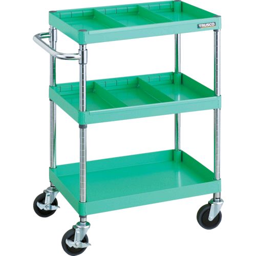 トラスコ TRUSCO PEW-963S2-YG ツールワゴン フェニックスワゴン 省音 ６００Ｘ４００ 仕切２段付 ヤンググリーン PEW963S2YG8000