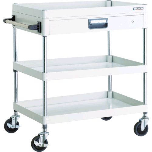 トラスコ TRUSCO PEW-973Z-W ツールワゴン フェニックスワゴン 省音 ７５０Ｘ５００ 薄型１段引出付 ホワイト PEW973ZW800