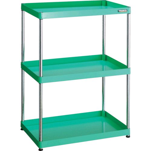 トラスコ TRUSCO PEW-R1273-YG 直送 代引不可 スチールラック フェニックスワゴンラック型 抗菌７５０Ｘ５００ ３段 ヤンググリーン