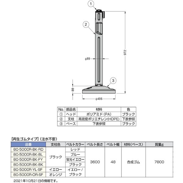 スガツネ工業  80-5000R-BK-BK  ２９００３６２９７ ８０−５０００Ｒ−ＢＫ−ＢＫ屋外用ベルトパーティション ベルトラックシリーズ 805000RBKBKの通販は