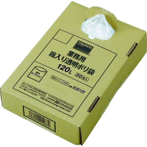 ＴＲＵＳＣＯ XU0120 まとめ買い 業務用ポリ袋 透明・箱入 ０．１５×１２０Ｌ ３０枚入 tr-1153693