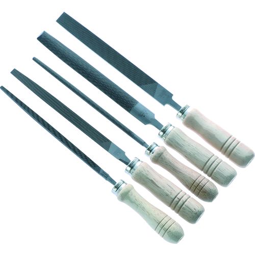 ＴＲＵＳＣＯ TST25002S 鉄工用ヤスリ 木柄付 ５種類セット 中目 刃長２５０ 刃長2502066591 206-6591