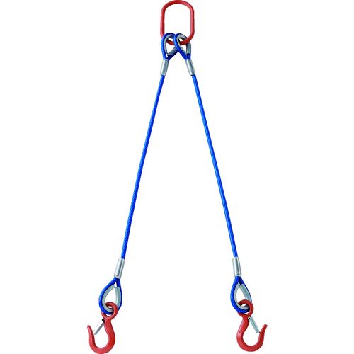 ＴＲＵＳＣＯ TWSP2P12S1.5 ２本吊玉掛ワイヤーロープスリング カラー被覆付 アルミロックタイプ　青透明１．５Ｍ 20,960円