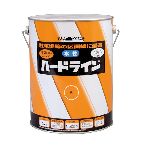 アトムハウスペイント 4971544121185 水性ハードライン 4kg 黄