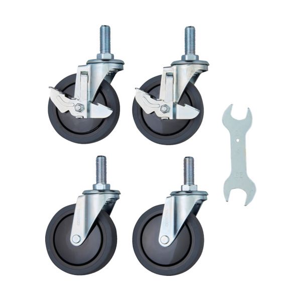 PEW-ELW100SET スチール製ワゴン用２段階Ｓ付キャスターセット ツールワゴン フェニックスワゴン用 １００Φ エラストマー 省音・ダブルストッパータイプの通販は 7,728円