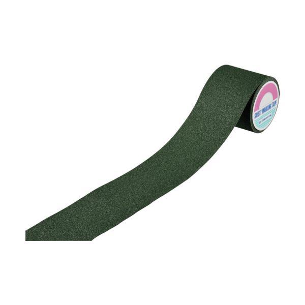 緑十字 260162 滑り止めラインテープ 緑 SV−105G 100mm幅×5m アルミ＋鉱物粒子 屋外用
