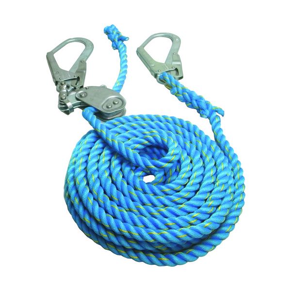 まつうら NEW-TETORON-WF1610BLUE 青色ニューテトロン水平親綱 16mmΦ×10m 両端フック、片側緊張器付 NEWTETORON