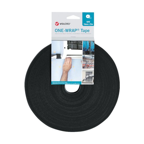 ヴェルクロ VEL-OW64154 Ｒ上 ＯＮＥ−ＷＲＡＰ Ｒ上 テープ 幅２５ｍｍ×長さ２５ｍ 黒 難燃性タイプ VELOW64154