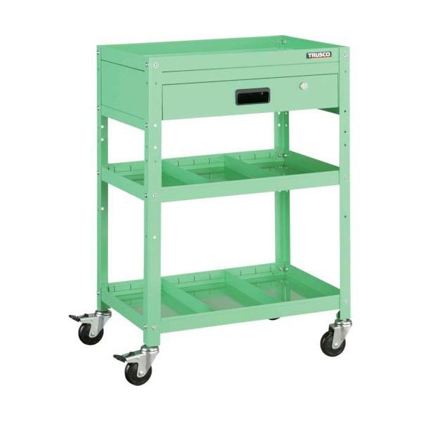 【個人宅配送不可】トラスコ中山 RBW963S2VYG 直送 代引不可 ツールワゴン ラビットワゴン ６００Ｘ４００ 引出１段 仕切２段付 ヤンググリーン 36の通販は