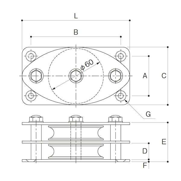 66%OFF!】 ふじわら 固定ブロック タテ型2車60mm 使用荷重200kg SUS304 品番K60-11B