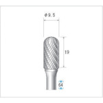 ナカニシ 21522 チタンコート超硬カッター 円筒先丸 ダブルカット 刃径9.5mm 刃長19mm