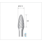 ナカニシ 21532 チタンコート超硬カッター 砲弾 ダブルカット 刃径９．５ｍｍ 刃長１９ｍｍ