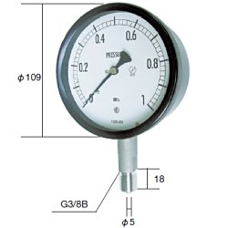 長野計器 NKS BE10-133-0MP 密閉形圧力計 Ａ枠立型 Φ１００ 最小目盛０．００２ BE101330MP