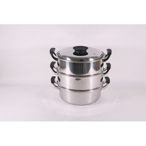 神子島製作所 桃印18-0丸型蒸器 27cm 3段 ステンレス 蒸し器