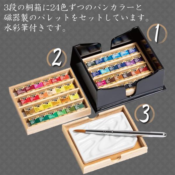 ホルベイン パンカラー PN699 48色 全色セット 漆CUBE 固形水彩絵具 水彩絵具セット 水彩 絵具 コンパクト 携帯用 パレット付き_3