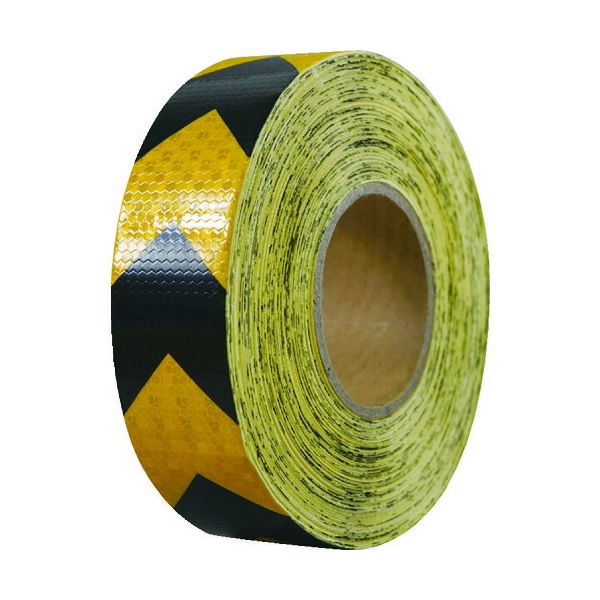 セーフラン 14362 高輝度反射テープ　黄黒矢印　幅５０ｍｍ×５０ｍ