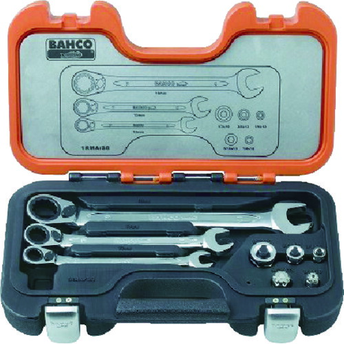 【海外手配品 納期-約2ヶ月】 バーコ 1RMAS8 ラチェットコンビレンチ&アダプターセット 384-9554