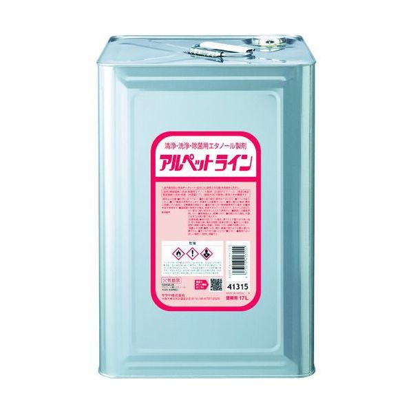 サラヤ 41315 清浄・洗浄・除菌用エタノール製剤 アルペットライン 17L 413-3901