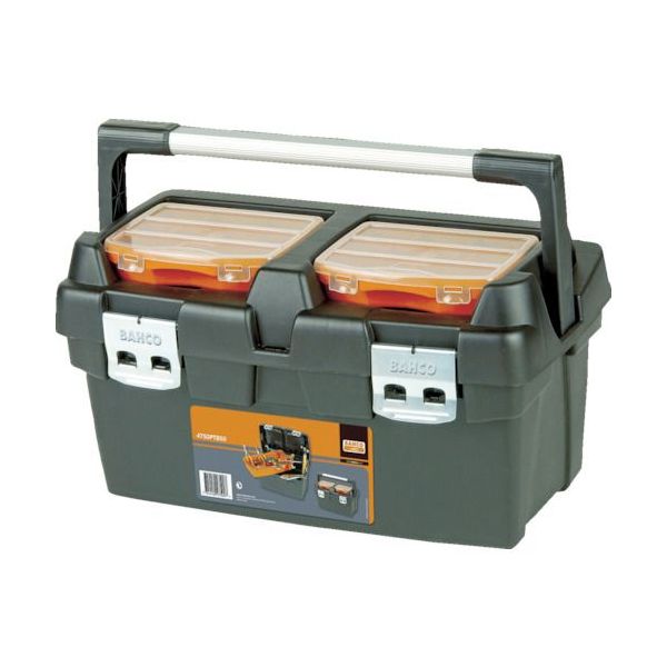 4750PTB50 樹脂製工具箱 ヘビーデューティー仕様プラスチックボックス 外形寸法５００×２７０×２９５ｍｍ 黒／オレンジ